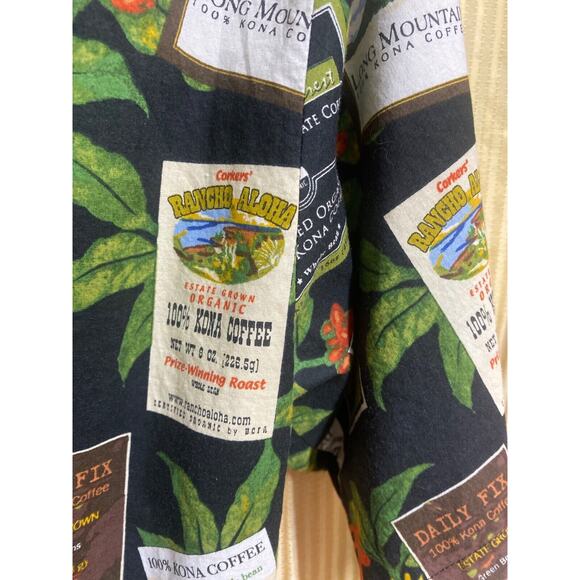 Coffee Hawaiian Shirt Button Down Unisex Mokulele Farms Large Cotton Limited Ed - Picture 9 of 11